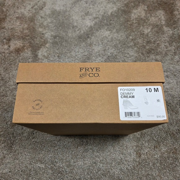 Frye & Co Demmy Fringe Ankle Boots Women's 10 Cream Western Boho Block Heel Zip - Picture 7 of 8